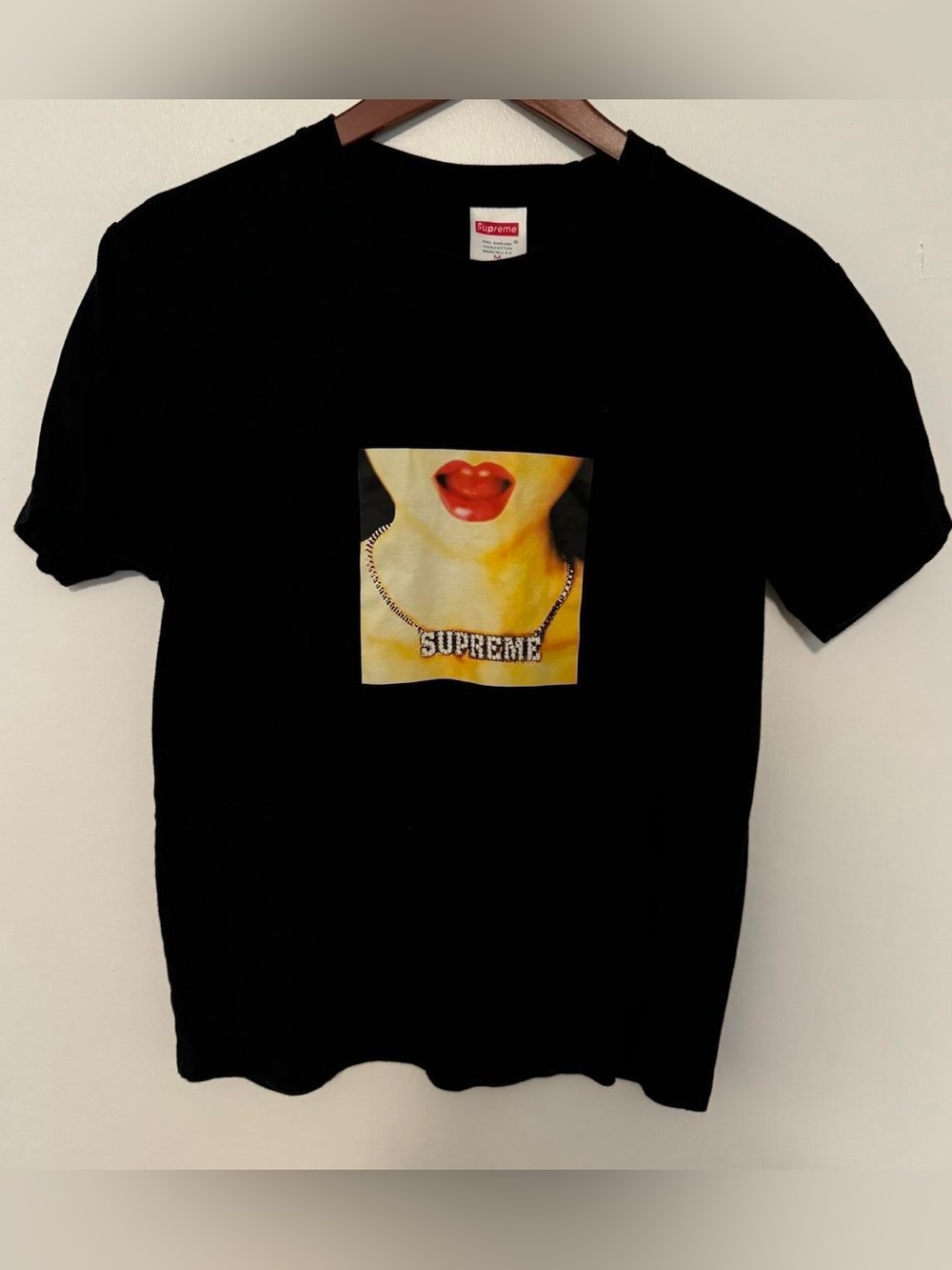 Supreme Necklace Tee Black SS18 Graphic T-Shirt Vintage Streetwear Size M